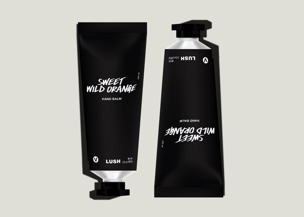 example packaging of what Lush Sweet Wild Orange Hand Balm could look like in a tube
